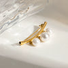 Stainless Steel Geometric Pearl Pendant Brooch With Electroplating Design