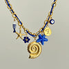 Stainless Steel Geometric Pendant Braided Rope Necklace Electroplated For Women