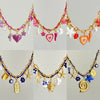 Stainless Steel Geometric Pendant Braided Rope Necklace Electroplated For Women