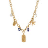 Stainless Steel Geometric Pendant Braided Rope Necklace Electroplated For Women