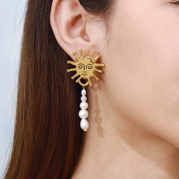 Stainless Steel Geometric Pendant Earrings For Women Electroplated Simple Style Nonfading