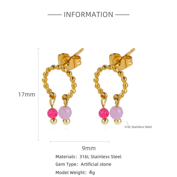 Stainless Steel Geometric Pendant Earrings With Electroplating