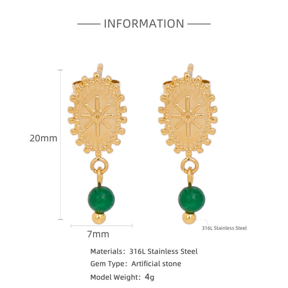Stainless Steel Geometric Pendant Earrings With Electroplating