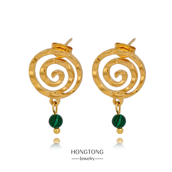 Stainless Steel Geometric Pendant Earrings With Electroplating