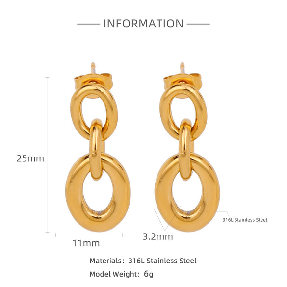 Stainless Steel Geometric Pendant Earrings With Electroplating