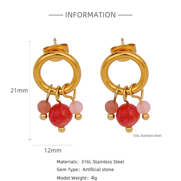 Stainless Steel Geometric Pendant Earrings With Electroplating