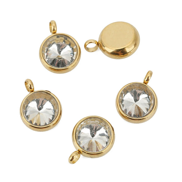 Stainless Steel Geometric Pendant Necklace With Welding And Electroplating Smooth Pattern