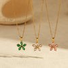 Stainless Steel Geometric Petal Pendant Necklace 18K Gold Plated For Women