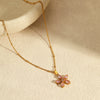 Stainless Steel Geometric Petal Pendant Necklace 18K Gold Plated For Women