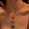 Stainless Steel Geometric Petal Pendant Necklace 18K Gold Plated For Women