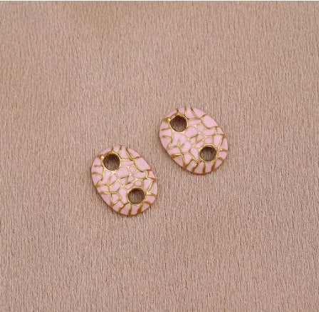 Stainless Steel Geometric Pig Nose Double Hole Pendant Handmade Jewelry Electroplated 18K Gold