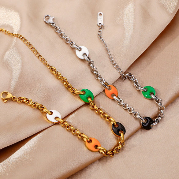 Stainless Steel Geometric Pig Nose Electroplating Unisex Bracelet Jewelry