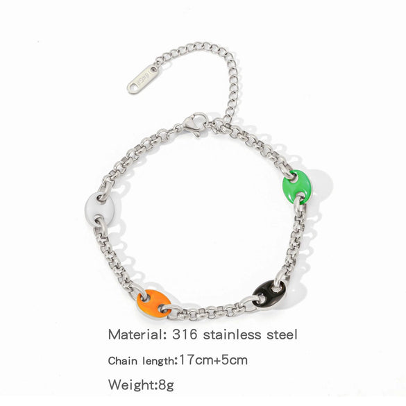 Stainless Steel Geometric Pig Nose Electroplating Unisex Bracelet Jewelry