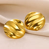 Stainless Steel Geometric Pleated Corrugated Light Luxury Style Women's Earrings With Electroplating