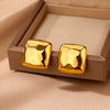 Stainless Steel Geometric Pleated Corrugated Light Luxury Style Women's Earrings With Electroplating