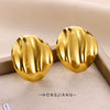 Stainless Steel Geometric Pleated Corrugated Light Luxury Style Women's Earrings With Electroplating