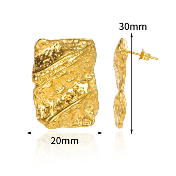 Stainless Steel Geometric Pleated Corrugated Light Luxury Style Women's Earrings With Electroplating