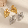 Stainless Steel Geometric Pleated Heart Shape Electroplated Women's Earrings