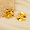 316L Stainless Steel Geometric Pleated Irregular Vacuum 18K Gold Plated Electroplated Women's Earrings