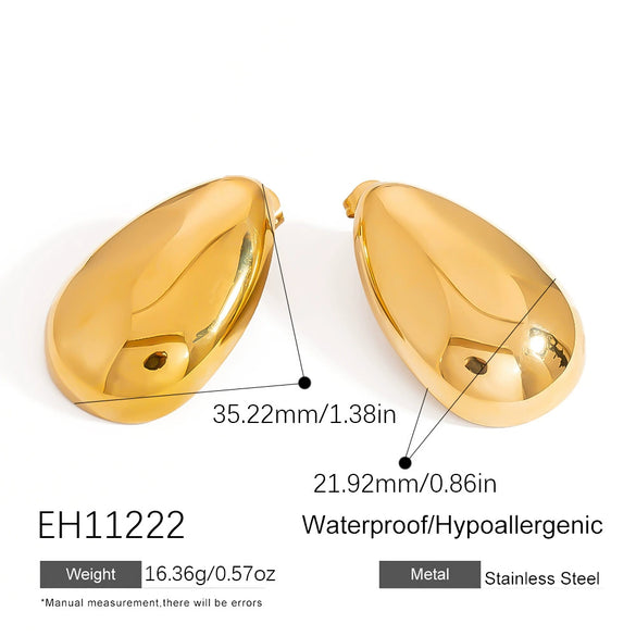 Stainless Steel Geometric Pleated Retro Glossy Asymmetrical Electroplated Women's Earrings
