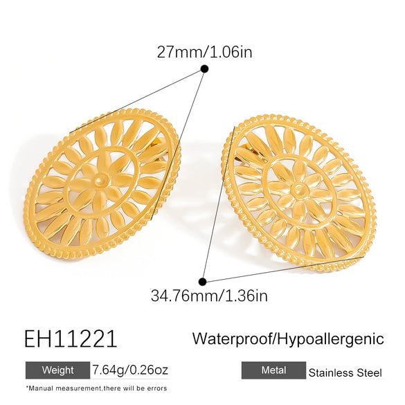 Stainless Steel Geometric Pleated Retro Glossy Asymmetrical Electroplated Women's Earrings