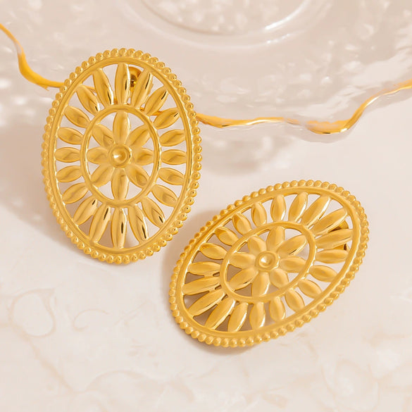 Stainless Steel Geometric Pleated Retro Glossy Asymmetrical Electroplated Women's Earrings