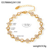 Stainless Steel Geometric Plum Blossom Hand Assembled Zircon Bracelet Plated With Real Gold For Women