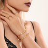 Stainless Steel Geometric Plum Blossom Hand Assembled Zircon Bracelet Plated With Real Gold For Women