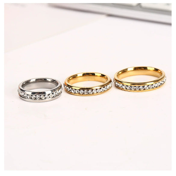 Stainless Steel Geometric Polished Single Row Inlay Ring For Men And Women Unisex Original Design Fashion Band