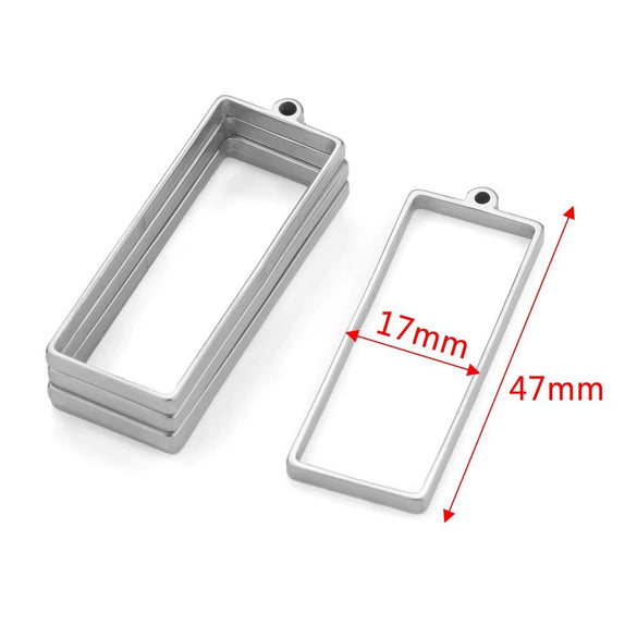 Stainless Steel Geometric Polygon Cut Out Frame Pendant Diy Handmade Jewelry Accessories With Electroplating