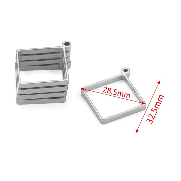 Stainless Steel Geometric Polygon Cut Out Frame Pendant Diy Handmade Jewelry Accessories With Electroplating