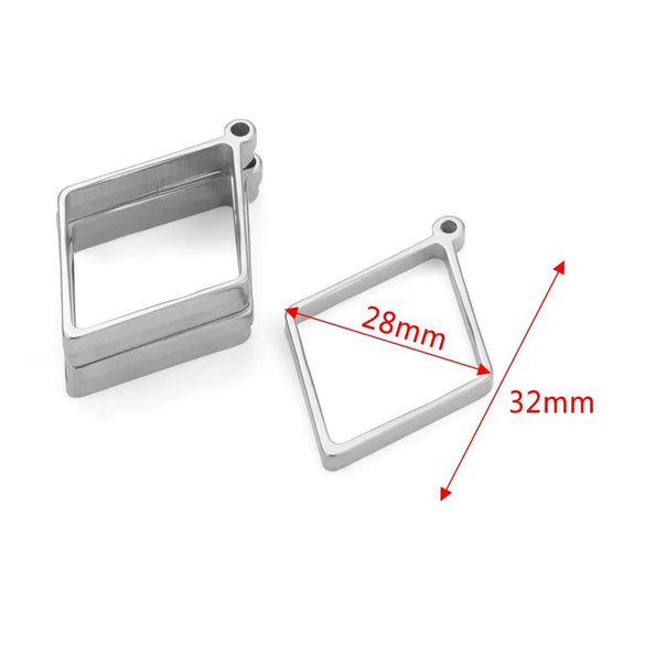 Stainless Steel Geometric Polygon Cut Out Frame Pendant Diy Handmade Jewelry Accessories With Electroplating