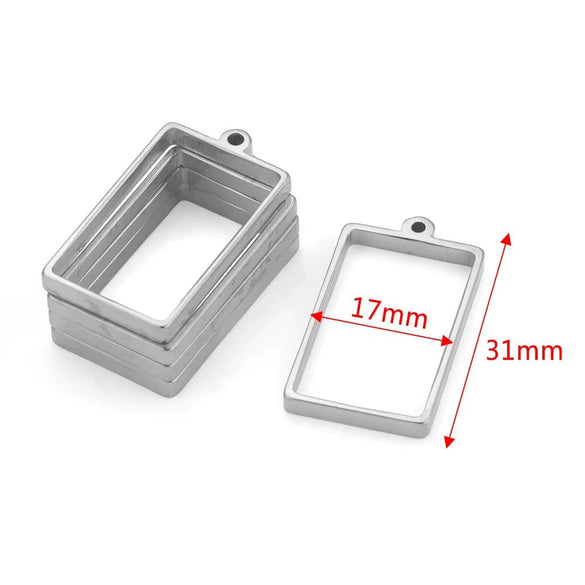 Stainless Steel Geometric Polygon Cut Out Frame Pendant Diy Handmade Jewelry Accessories With Electroplating