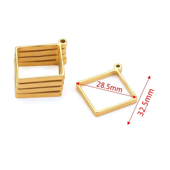 Stainless Steel Geometric Polygon Cut Out Frame Pendant Diy Handmade Jewelry Accessories With Electroplating