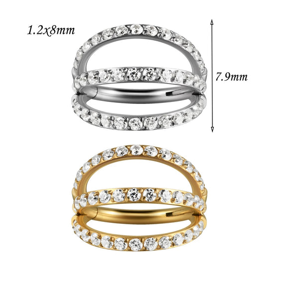 Stainless Steel Geometric Precision Inlaid Zircon Nose Ring And Ear Bone Cartilage Helix Earrings With Electroplating