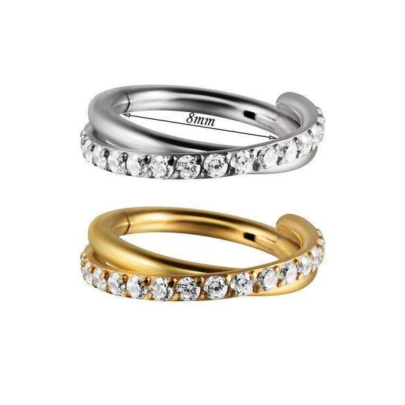 Stainless Steel Geometric Precision Inlaid Zircon Nose Ring And Ear Bone Cartilage Helix Earrings With Electroplating