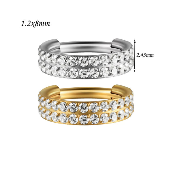 Stainless Steel Geometric Precision Inlaid Zircon Nose Ring And Ear Bone Cartilage Helix Earrings With Electroplating