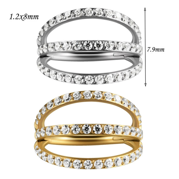 Stainless Steel Geometric Precision Inlaid Zircon Nose Ring And Ear Bone Cartilage Helix Earrings With Electroplating
