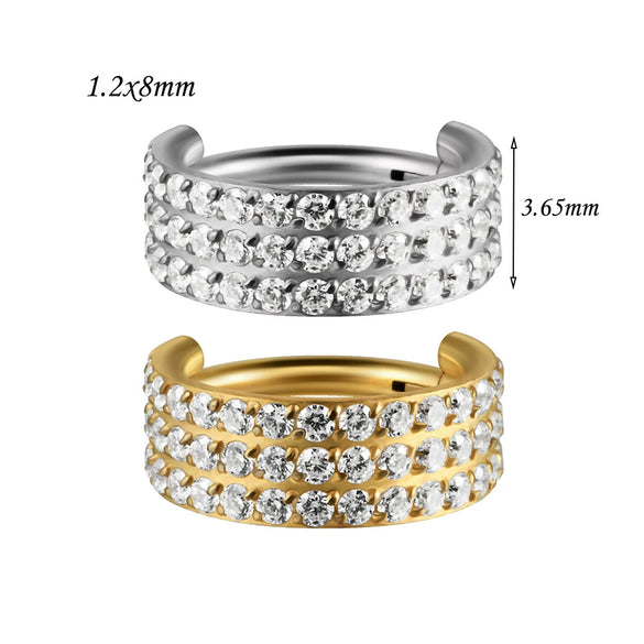 Stainless Steel Geometric Precision Inlaid Zircon Nose Ring And Ear Bone Cartilage Helix Earrings With Electroplating