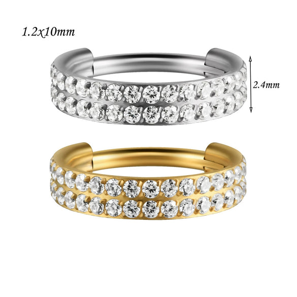 Stainless Steel Geometric Precision Inlaid Zircon Nose Ring And Ear Bone Cartilage Helix Earrings With Electroplating