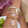 Stainless Steel Geometric Printed Cherry Bracelet With Electroplating