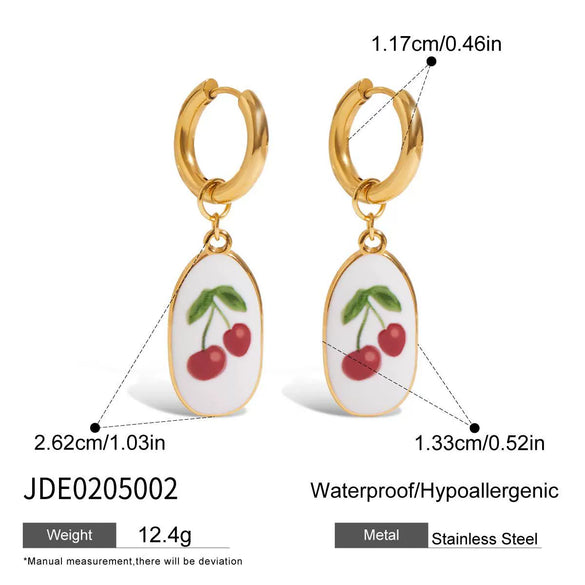 Stainless Steel Geometric Printed Cherry Bracelet With Electroplating
