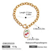 Stainless Steel Geometric Printed Cherry Bracelet With Electroplating
