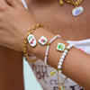 Stainless Steel Geometric Printed Cherry Bracelet With Electroplating