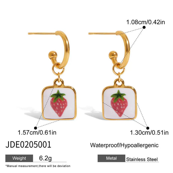 Stainless Steel Geometric Printed Cherry Bracelet With Electroplating