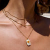 Stainless Steel Geometric Printed Tree Of Life Pendant Electroplated Threelayer Women's Necklace