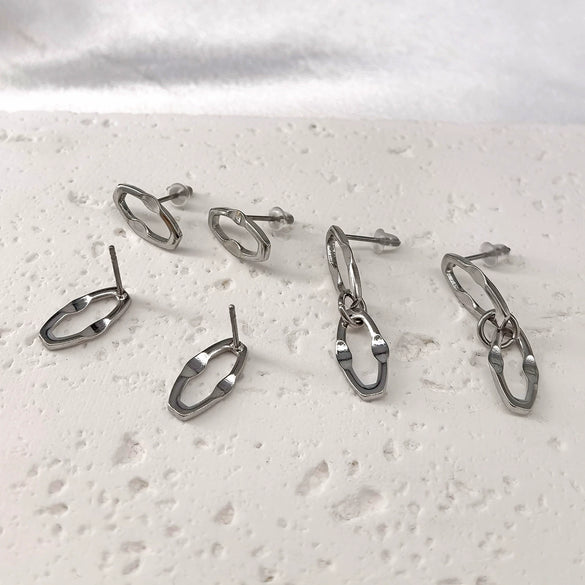 Stainless Steel Geometric Prismatic Unisex Earrings With Cool And Personalized Style And Polish Technology