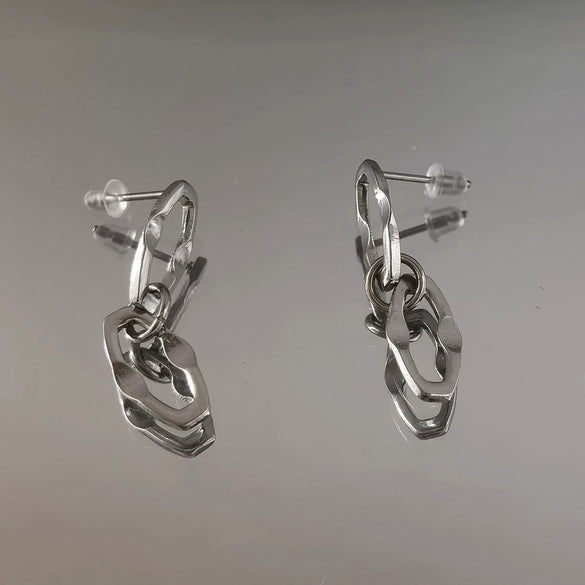 Stainless Steel Geometric Prismatic Unisex Earrings With Cool And Personalized Style And Polish Technology
