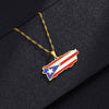 Stainless Steel Geometric Puerto Rico Map Dripping Oil Necklace Water Wave Chain Women's Accessories