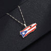 Stainless Steel Geometric Puerto Rico Map Dripping Oil Necklace Water Wave Chain Women's Accessories